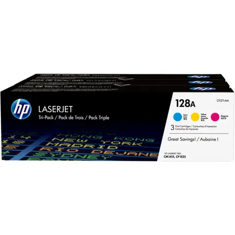 HP CF371AM - Zestaw trzech tonerów kolorowych HP 128A